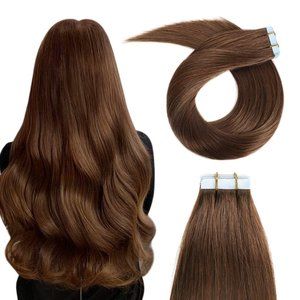 Medium Brown Tape in Human Hair Extensions [12 Inches]
